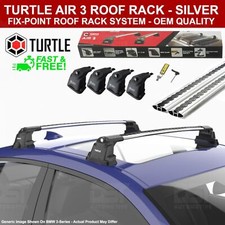 Turtle Air 3 Silver Fix Point Roof Rack For BMW 3-SERIES SEDAN (E46) 1998-2005