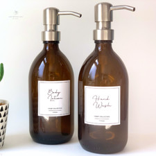 Amber soap dispenser bottle