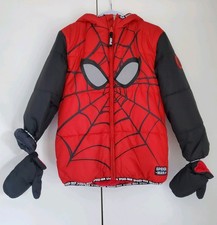 MARVEL SPIDERMAN: Padded Winter Coat With detachable gloves - 7-8 YRS LN cond