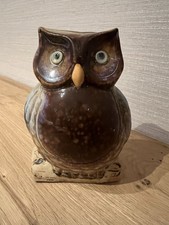 Drip glazed owl money box -