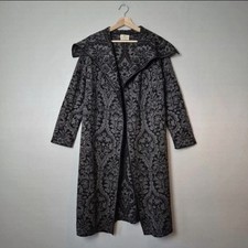 Spirit Of The Andes Long Open Cardigan Baby Alpaca Size Small Black Grey