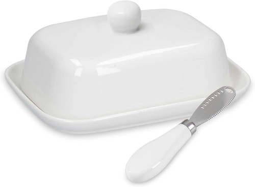White ceramic butter dish - butter, with