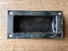 Vintage Recessed Drawer Pull Handle Brass Original Antique