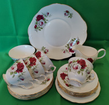Vintage Gainsborough Part Tea Set - Red Roses Pattern Bone China
