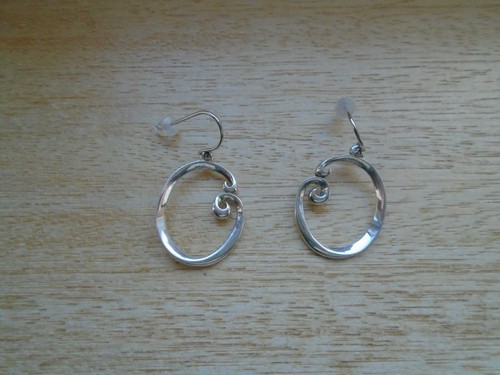 Sterling silver oval earrings