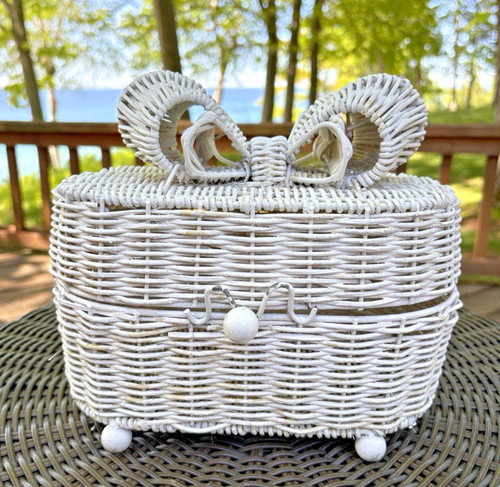 Vintage white wicker metal - vintage,
