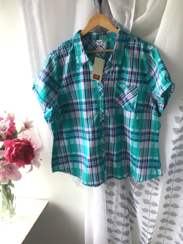 Cotton traders turquoise check - traders,