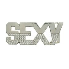 SEXY Bling Belt Buckle Chrome Metal Biker Rock Mens Ladies Chrome Diamante.