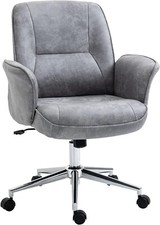 Grey leather desk chair - leather,