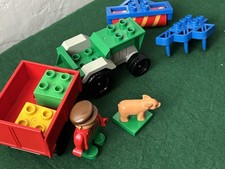 Vintage Lego Duplo 2696 Farmer. tractor. trailer , plough , roller.  RARE