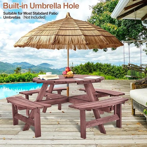 Seater wooden round picnic - 8,