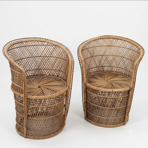 Pair wicker rattan - wicker, barrel