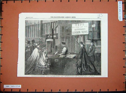 Original old antique print - old,