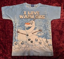 Disney Frozen Short Sleeve T-shirt In Light Blue And White, Aged 6. VGC.