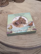 Jan Pashley Highland Coo ,Set Of 4 Coasters