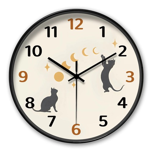 Cozy cat moon phase - moon, clock