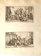 PAIR 18th CENTURY etchings by COCHIN THE YOUNGER - GEOMETRY LESSON - PUTTI