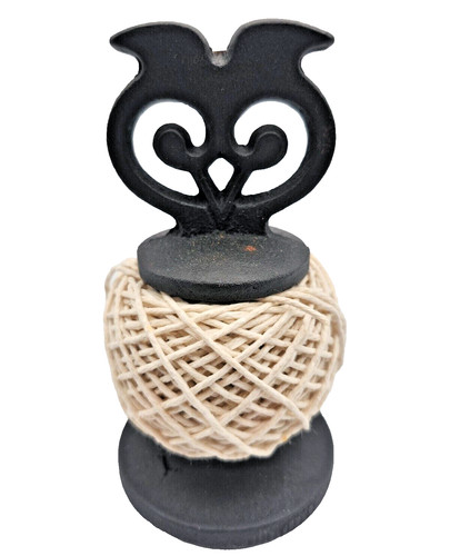 Cast iron owl - iron, yarn