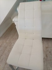 4 White Faux Leather Chrome