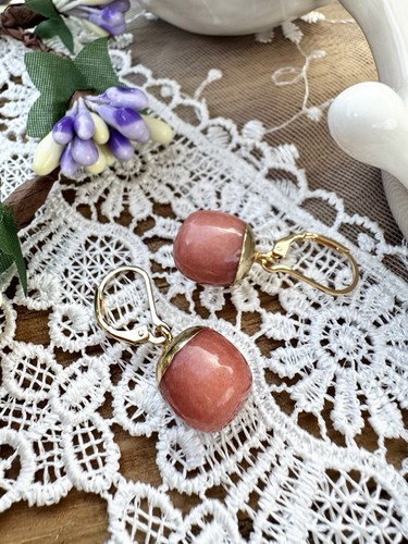 Coral stone earrings 14k - earrings, gold