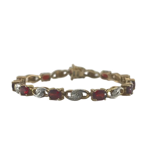 9ct diamond garnet bracelet - 9ct,