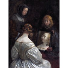 Ter Borch Woman At A Mirror Painting Huge Wall Art Poster Print