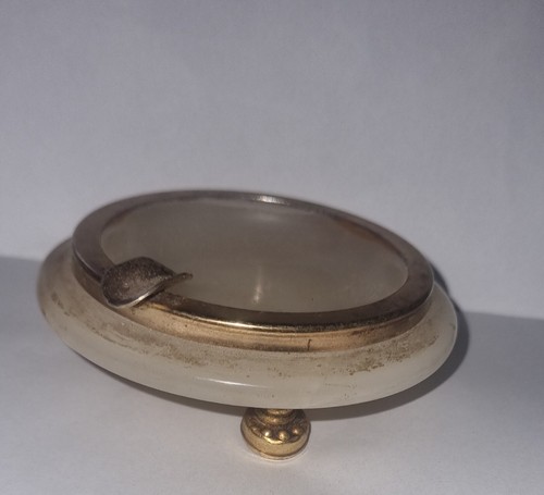 Onyx ashtray with brass - ashtray,