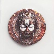 2D Flat Metal African Mask Tin Diameter Approx 19.5 cm Wall Art Tribal Face