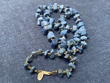 MIRIAM HASKELL LONG BLUE AGATE LAVA STONE NUGGET NECKLACE RARE FIND 50's 