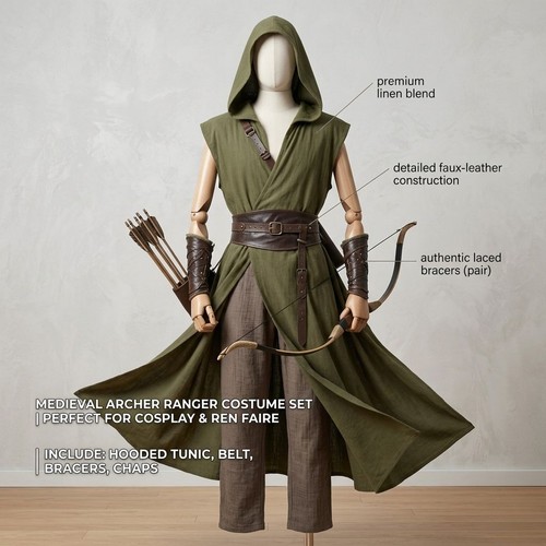 Men medieval hooded - medieval, tunic