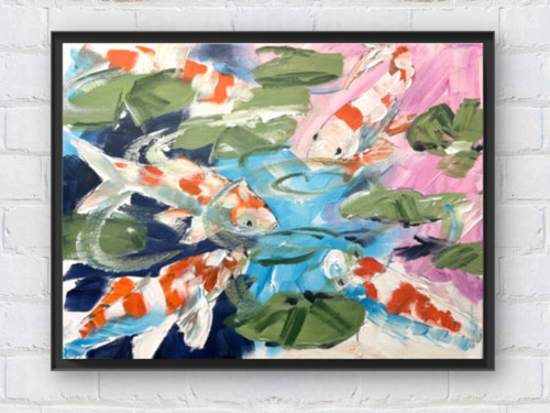 Koi pond original - koi, painting