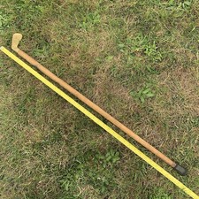 Old Vintage Scottish Sunday Walking Stick  Brass Golf Club Putter Head Handle