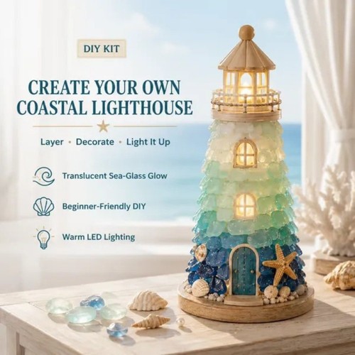 Sea glass lighthouse - sea, diy