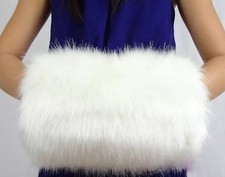 Large, Vintage, Style, White, faux-fur, hand-muff, Weddings, Christmas 