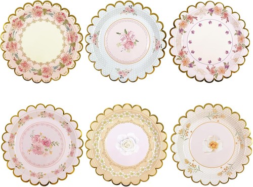 Vintage floral paper plates - paper,