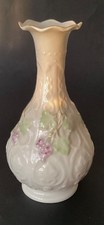 VINTAGE BELEEK PORCELAIN GRAPES & VINE VASE