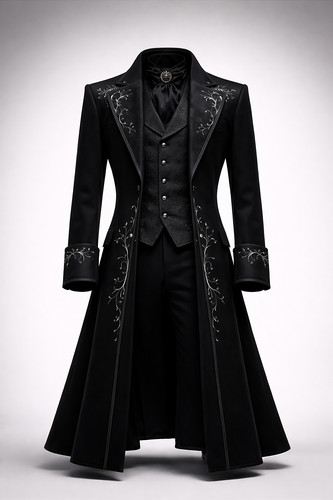 Men gothic black long - men’s, coat