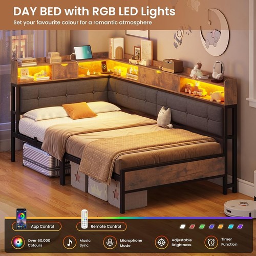 3ft single bed with led - single,