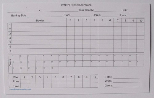 Cricket umpire match cards - cricket,