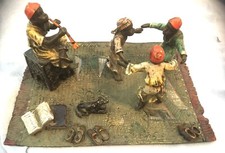 *SCARCE Large Franz Bergmann Painted Bronze PIPER 3 DANCERS DOG Signed Austria