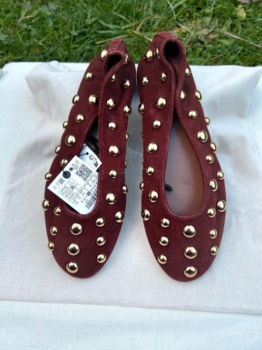 Zara brown suede ballerinas - zara,
