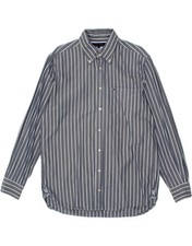 TOMMY HILFIGER Mens Shirt Large Blue Striped Cotton BP21