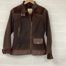 Welligogs Roxy Wax Jacket UK 10  Brown Waxed  Leather Suede Trim RRP £229
