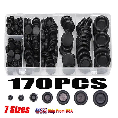 170pcs black rubber - black, grommet