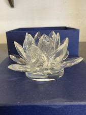 Cut Crystal Lotus Flower Tealight Holder – Clear Glass with Gift Box