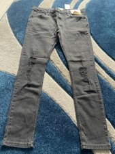 Men’s Black TOPMAN Spray On Skinny Ripped Jeans Size W40 L32 RRP£39 BNWT