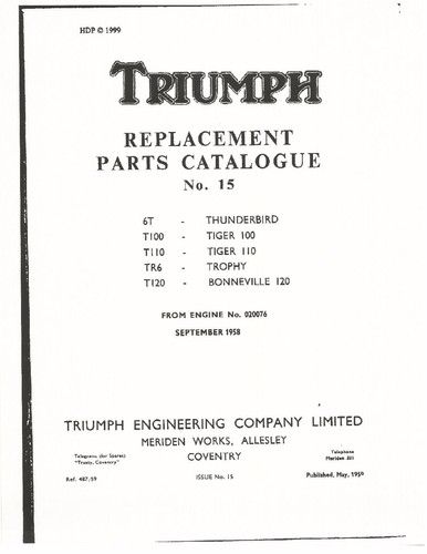 Triumph parts manual book 1959 - manual,