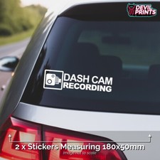 2 x DASH CAM RECORDING Car Van Window Bumper Sticker CCTV Camera