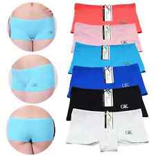 Pack Of 6 Womens Cotton Boxer Shorts Ladies Seamless Knickers Underwear Panties