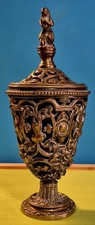 Victorian very  Ornate Brass Urn with Lid for Ashes? 17cm high 